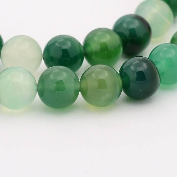 Natural Green Onyx Agate Dyed & Heated Round Bead Strands