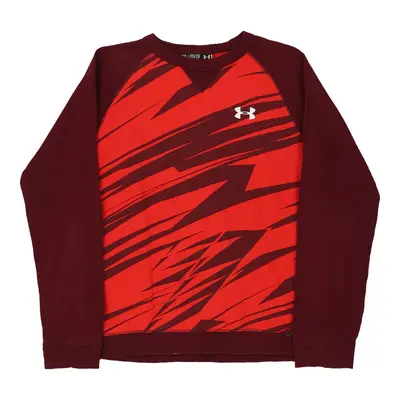 Age 13-14 Under Armour Spellout Sweatshirt - XL Red Cotton
