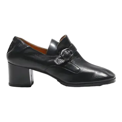 BOTTIER VICTOR Block Heels Black Leather Womens UK 3