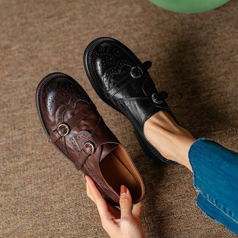 CHIKO Baina Round Toe Block Heels Oxfords Shoes