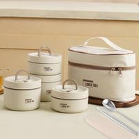 KHZSPP Wedding Gift 4 Counts Thermal Meal Box Portable Leakproof Meal Container Set Large Capacity Snack Box with Bag Spoon C...