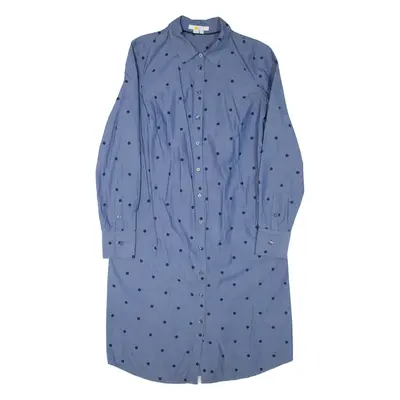 BODEN Womens Shirt Dress Blue Spotted Long Sleeve Knee Length UK 10