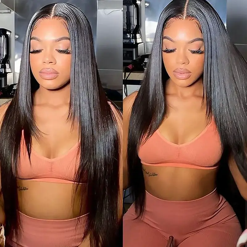 Glueless 4x4 Lace Closure Wig Brazilian Straight Human Hair Wig Ashimary Hair