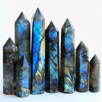 Labradorite Crystal Tower, 1 Count 6-faceted Polished Obelisk, Stone Wand for Home Decor & Gift