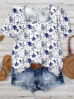 Lightweight Floral Plus Size Shirt for Women, Casual Summer Style, Breathable Fabric Perfect for Vacations, Ideal for Ages 18...