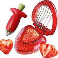 Strawberry Corer, 2 Counts/set Creative Strawberry Stem Remover, Stainless Steel Fruit Corer, Fruit & Vegetable Utensils for ...