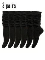 Women's Solid Mid-calf Socks, Soft Comfy Breathable Pile Socks for Fall & Winter, Women's Socks for Daily Wear, Socks for Wom...