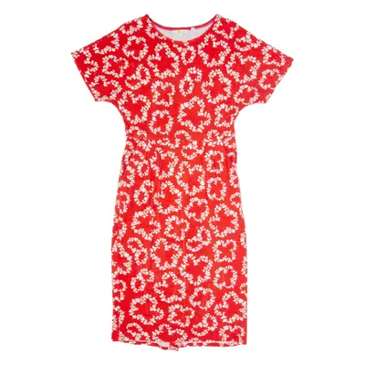 BODEN Womens A-Line Dress Red Floral Short Sleeve Midi M