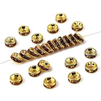 Brass Rhinestone Spacer Beads