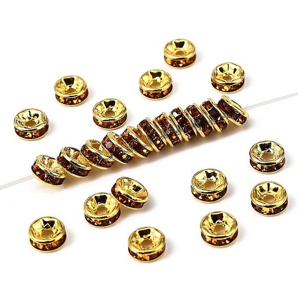 Brass Rhinestone Spacer Beads