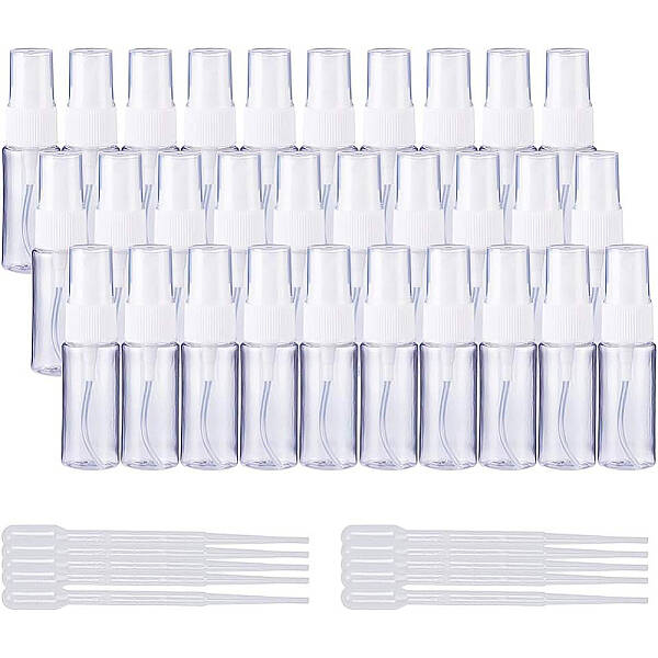 PET Plastic Refillable Lotion Perfume Pump Spray Bottle and 2ml Disposable Plastic Dropper