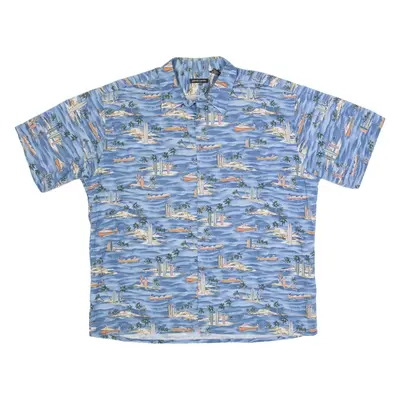 PIERRE CARDIN Mens Hawaiian Shirt Blue XL