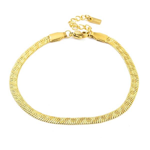 Ion Plating(IP) 304 Stainless Steel Herringbone Chain Bracelets for Women