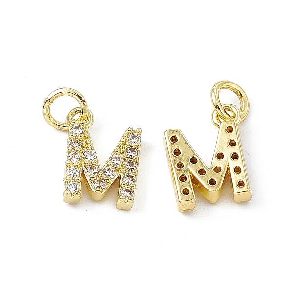 Real 18K Gold Plated Brass Micro Pave Clear Cubic Zirconia Charms