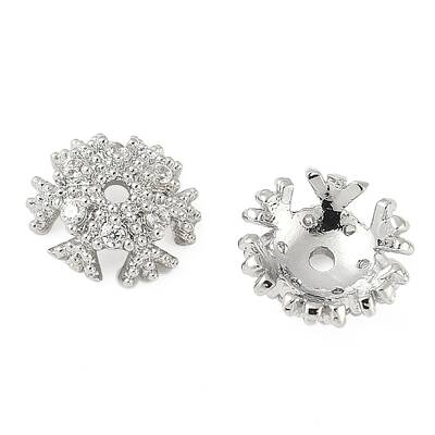 Brass Micro Pave Clear Cubic Zirconia Bead Caps
