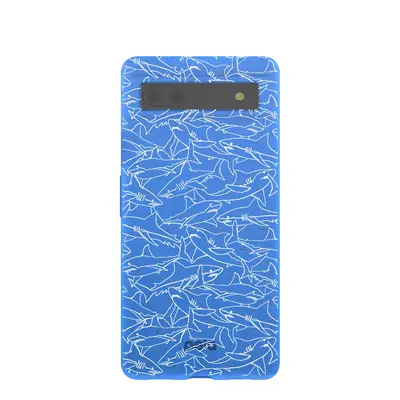 Electric Blue Shark Frenzy Google Pixel 6a Case