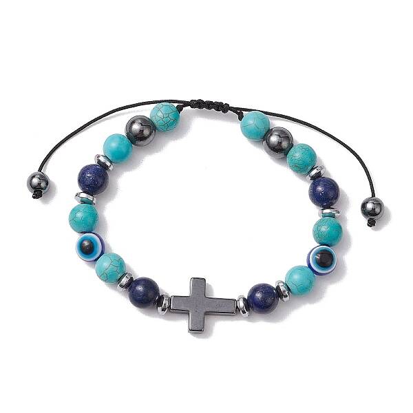 Synthetic Turquoise Braided Bead Bracelets for Women Men