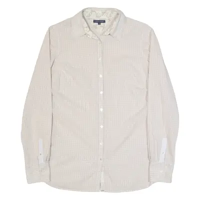 TOMMY HILFIGER Womens Printed Shirt Beige Collared Long Sleeve Check S