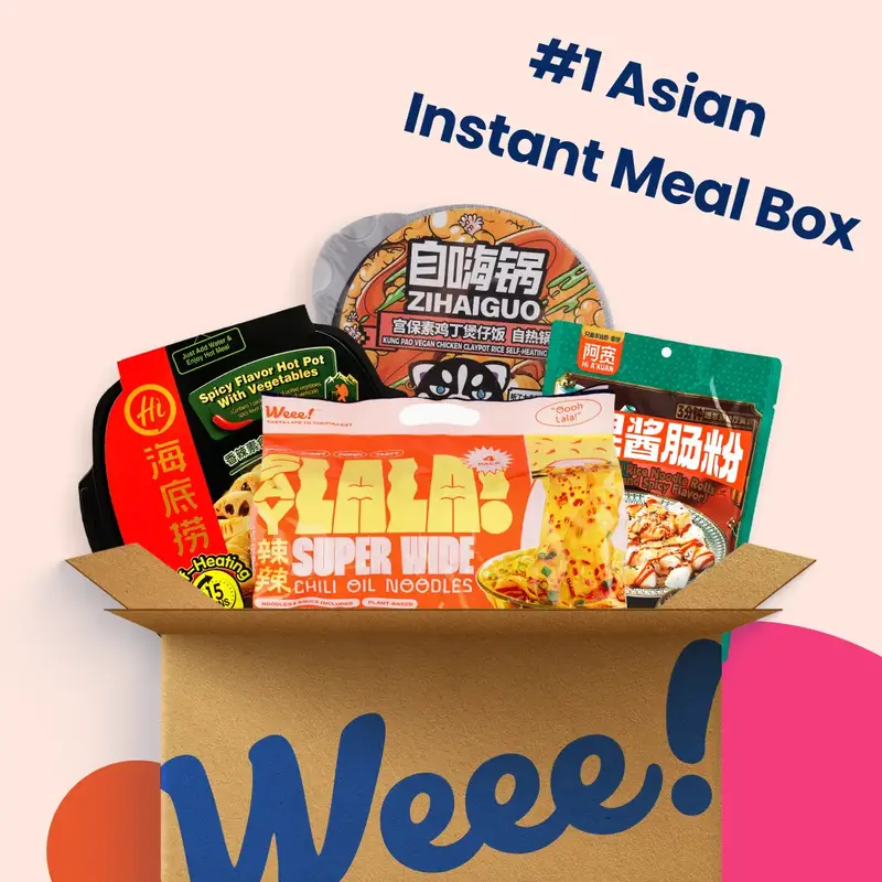 Asian Instant Meal Box ($31 Value) -SAYLALA Chili Oil Noodles, Steamed Rice Noodle Rolls, Self-Heating Rice Pot & Spicy Hot P...