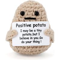 Mini Funny Knitted  Potato  with Positive Card - Creative Cute Crochet Doll Cheer Up  for Friends, Parties, Christmas Decorat...