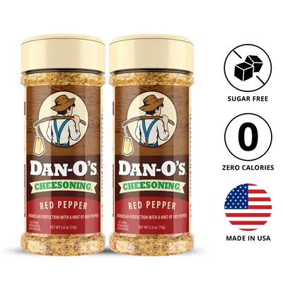 Dan-O's Cheesoning - Red Pepper - 2 Small Bottles 2.6 oz - All Purpose Seasoning - Big Flavor, Herbs & Spice - Italian parmes...