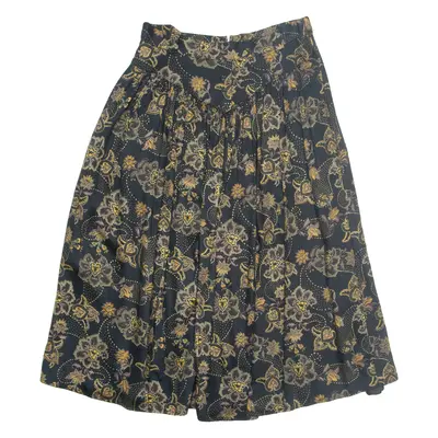 SONNTAG Womens Pleated Skirt Black Midi Floral M