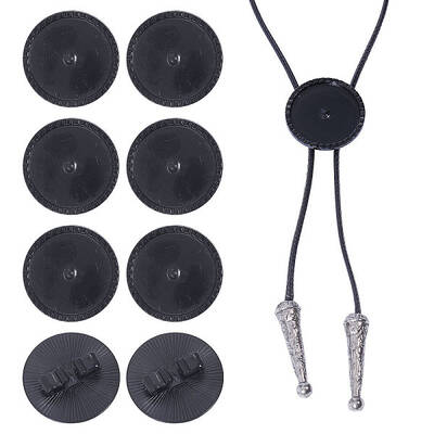 8Pcs Alloy Blank Bolo Tie Round Slider Pack