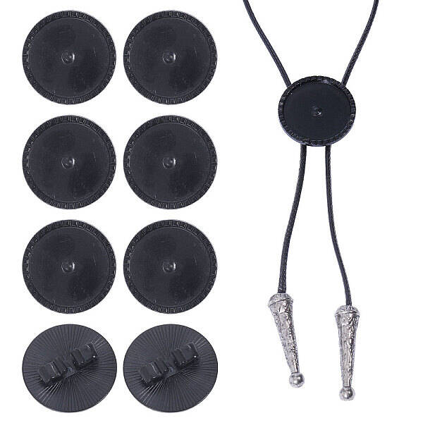 8Pcs Alloy Blank Bolo Tie Round Slider Pack