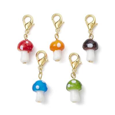Handmade Lampwork Mushroom Pendant Decoration