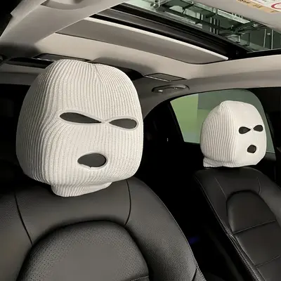 Car Seat Headrest Cover, Solid Color Car Seat Mask Pattern Headrest, Car Interior Accessories for Women & Men, Car Decoration