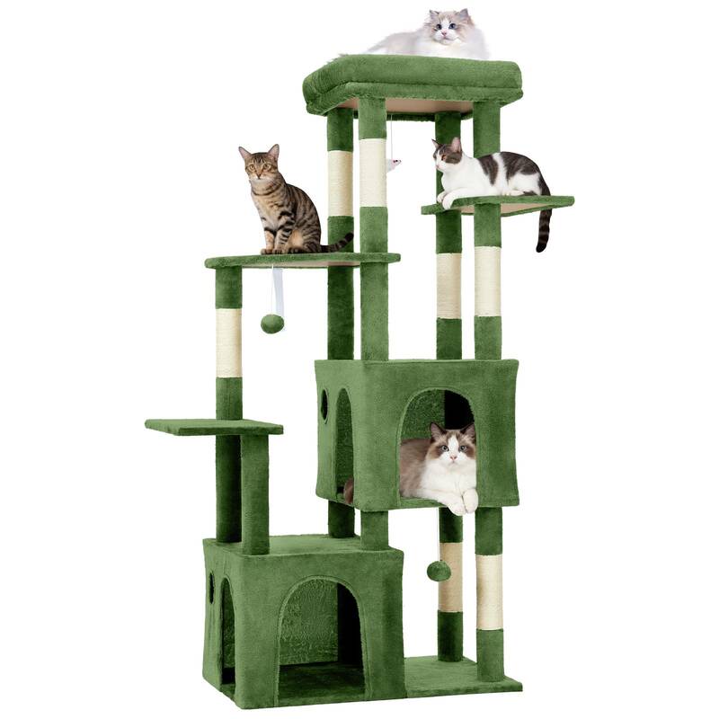 Garvee 61 Multi-Level Cat Tree for Indoor Cats, Heavy-Duty Tower for Large Adult & Maine Coon Cats with Oversized Perch, Dua...