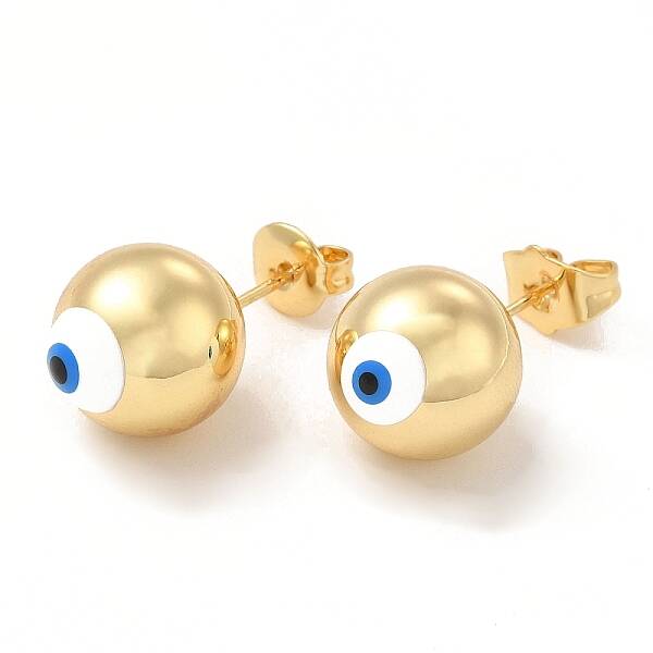 Enamel Evil Eye Stud Earrings