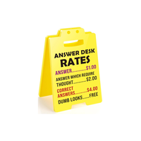 Funny Team Office Gifts Answer Desk Rates Sign - Yellow Desk Sign with Fun Game for Coworkers, Gags for Office Decor, White E...