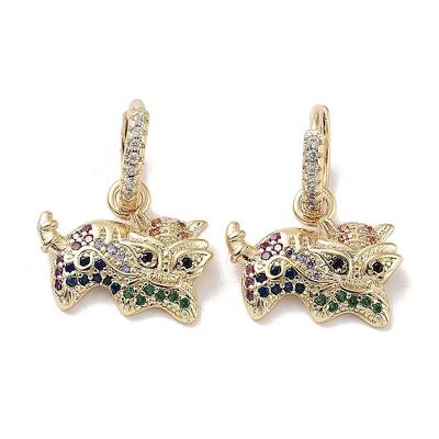 Real 18K Gold Plated Brass Dangle Hoop Earrings