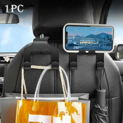 Car Seat Back Hanging Hook, Multifunctional 4 in 1 Hidden Design Car Backrest Hooks, Safe & Stable Cellphone Holder for Car I...