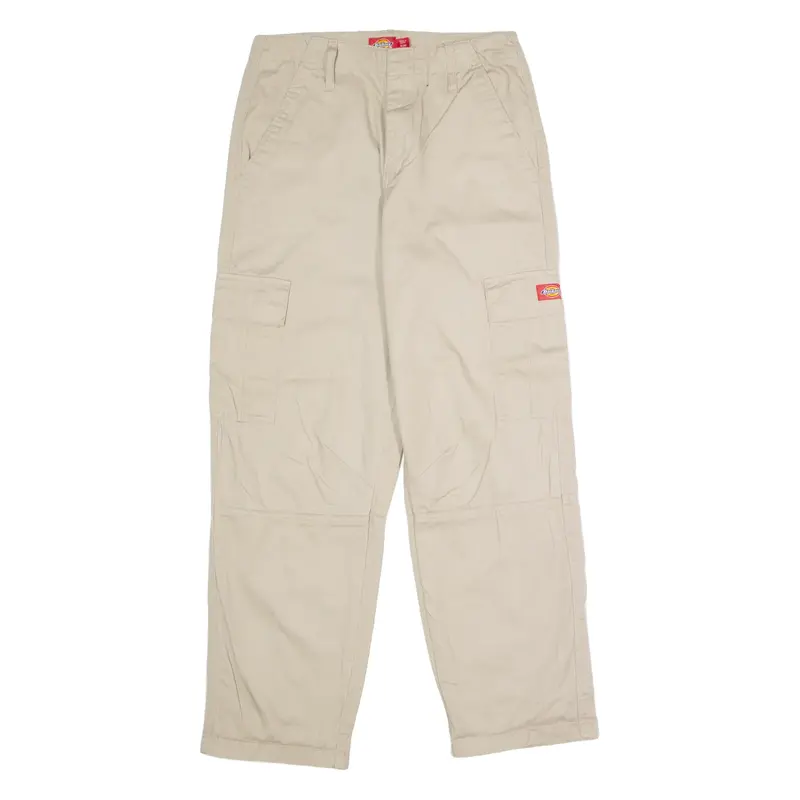 DICKIES Workwear Cargo Womens Twill Trousers Beige Regular Straight W26 L27