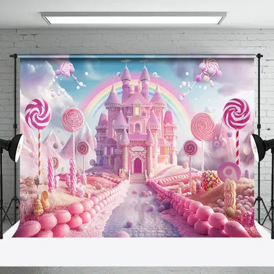Candy Wonderland Castle Birthday Cake Smash Backdrop - Aperturee