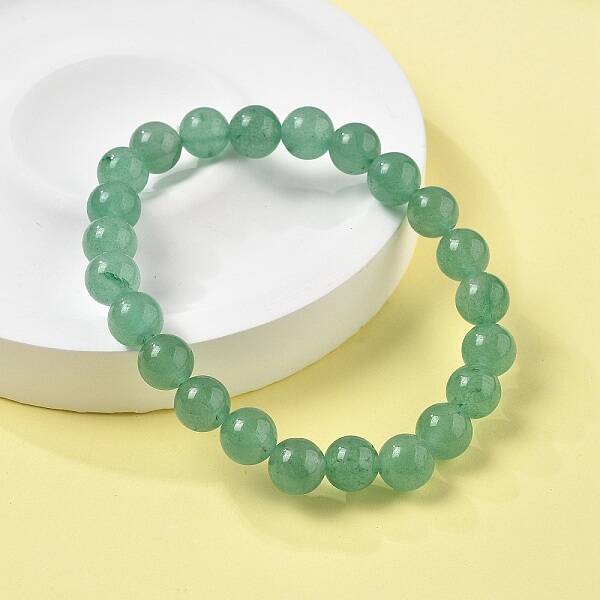 Natural Green Aventurine Round Bead Stretch Bracelets