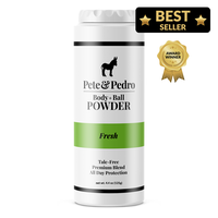 Pete & Pedro BODY & BALL POWDER (Fresh Scent), Talc-Free Men’s Body Powder Deodorant for Men, Sweat Absorbs Blocks Odor, Hy...
