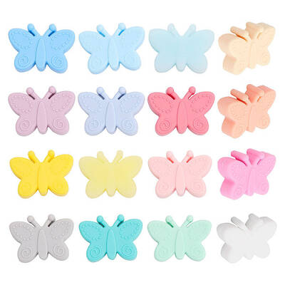 16Pcs 16 Colors Food Grade Eco-Friendly Silicone Focal Beads