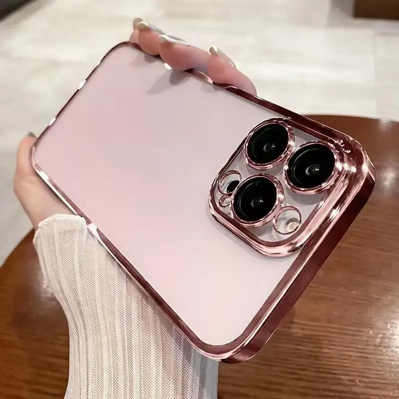 Solid Plating Phone Case, Phone Accessories Phone Cases for iPhone 11 12 13 14 Pro Max, Shockproof Smartphone Protective Cove...