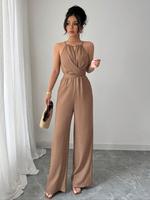 Women's Solid Color Jumpsuit, Elegant Fashion Casual Jumpsuit for Daily Outdoor Wear, Women Jumpsuits for Spring Fall, Casual...