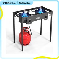 ROVSUN 2 Burner Outdoor Propane Gas Stove 150,000 BTU High Pressure Stand Cooker for Backyard Cooking Camping Home Brewing Ca...
