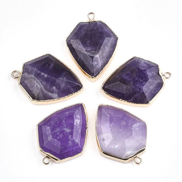 Electroplate Natural Amethyst Pendants