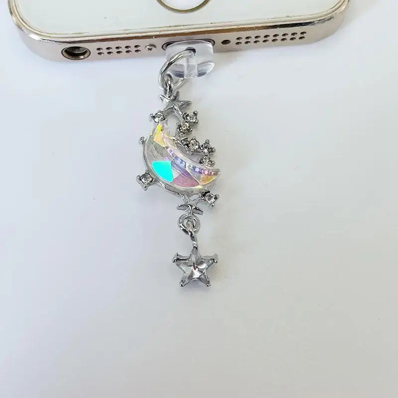 Moon & Star Design Mobile Phone Dust Plug, 1 Count Smartphone Charging Hole Dust Plug, Mobile Phone Parts For iPhone 5-14 Pr...