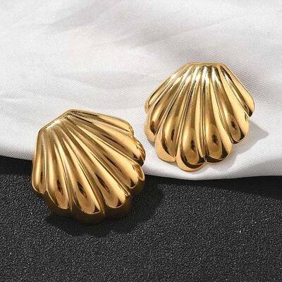304 Stainless Steel Shell Shaped Studs Earrings for Women