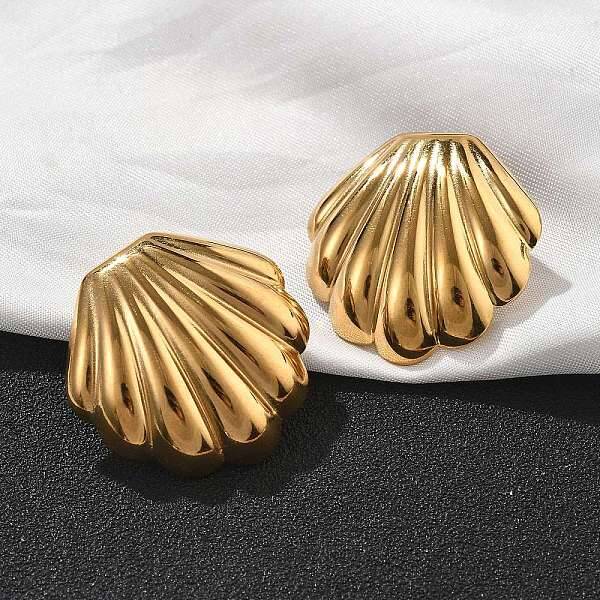 304 Stainless Steel Shell Shaped Studs Earrings for Women