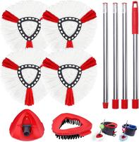 Mop Heads Replacements Combo for O-Ceda,4 Pcs Machine Washable Microfiber Spin Mop Refills Replace Heads,1 Scrub Brushs,1 Bas...