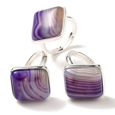 Natural Banded Agate Adjustable Rings
