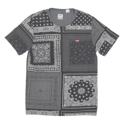 LEVI'S Bandanna Mens T-Shirt Grey Crew Neck S
